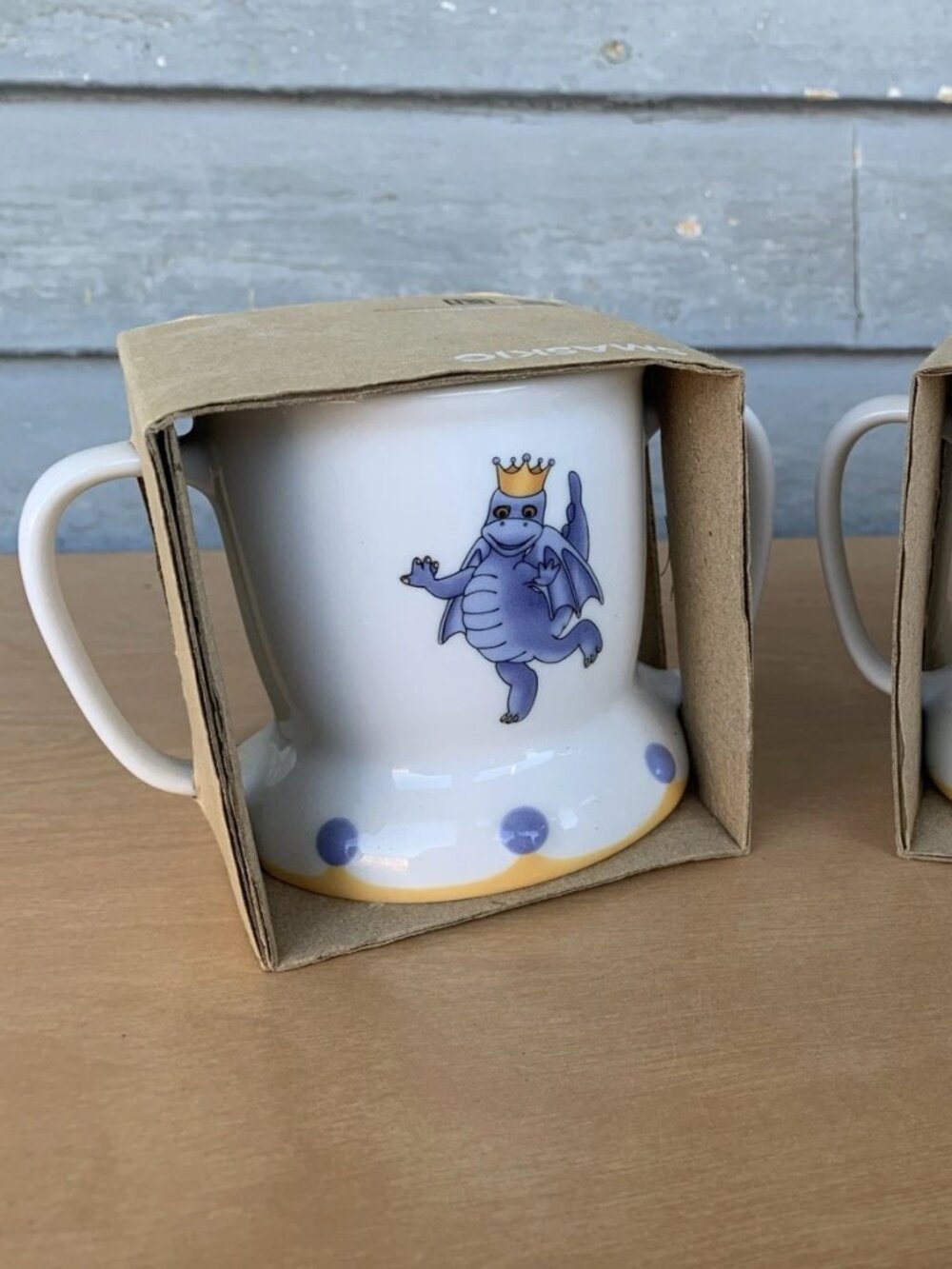 2 Ikea Smaskig Dragon Double Handled Children's Cup Retired 1999 NEW #S6